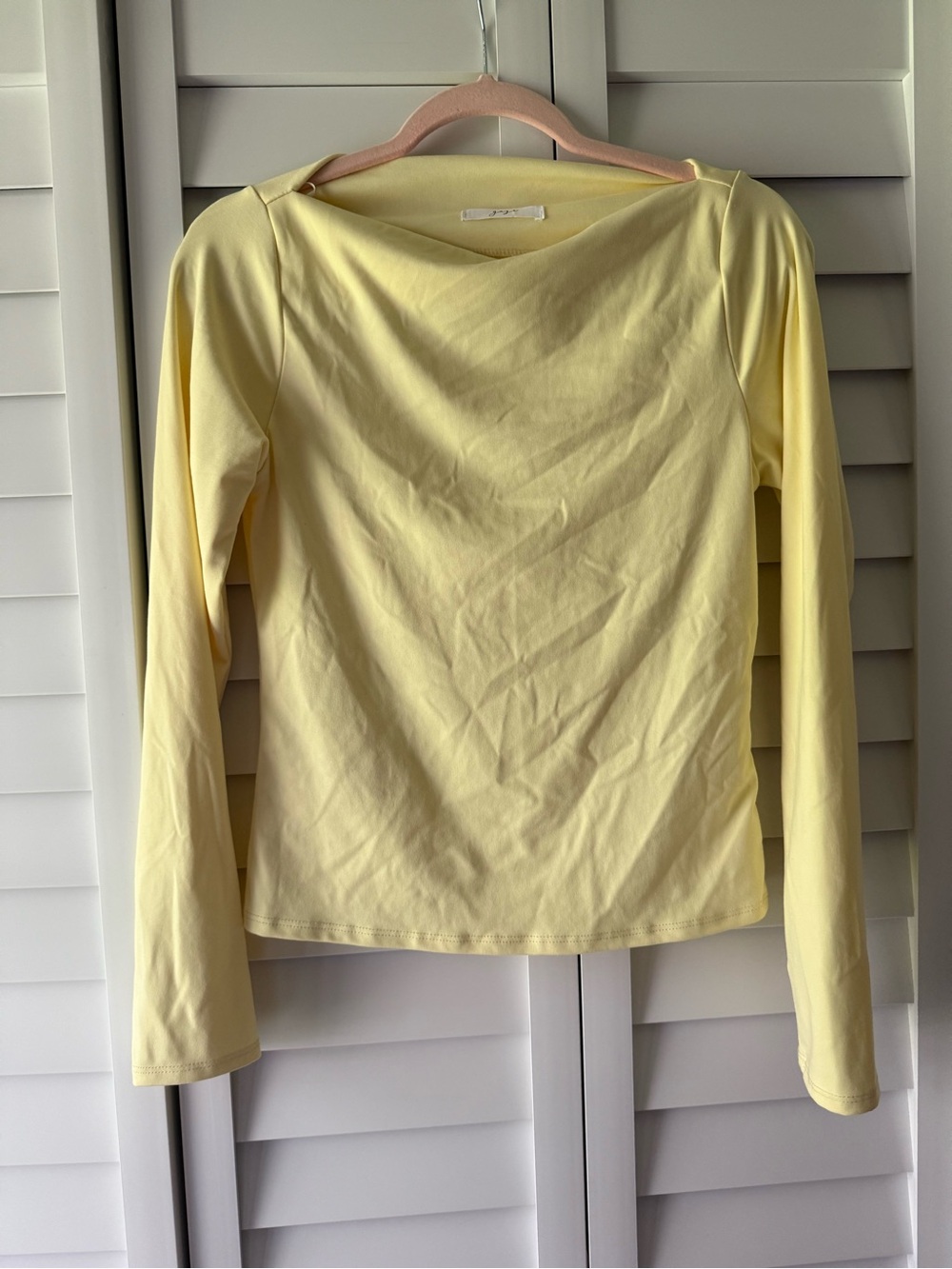 gaze Pale Yellow Long Sleeve Boatneck Top